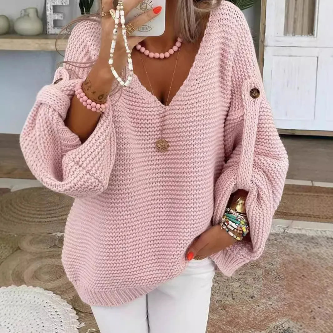 Casual Knitted V Neck Sweater