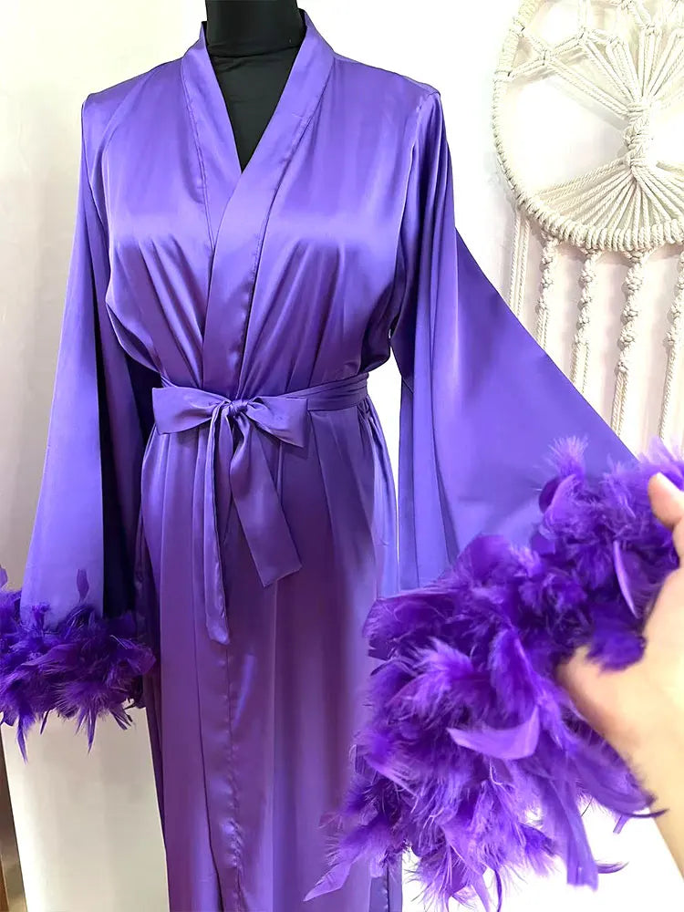 Feather Boudoir Silk Gown