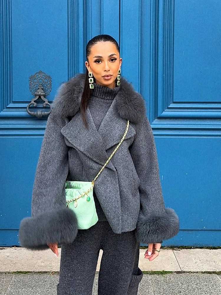 Chic Retro Black Fur Coat