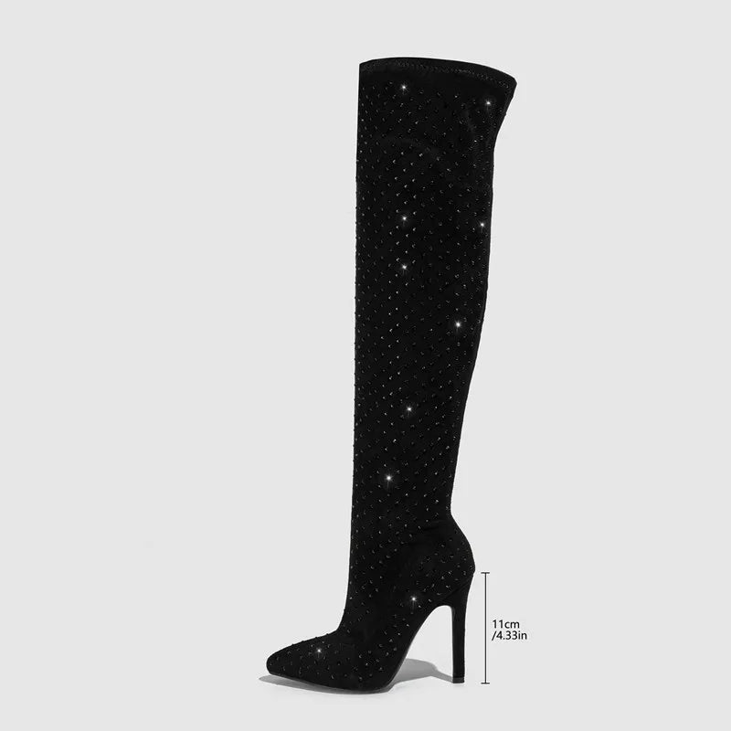 Rhinestones Thigh Highs