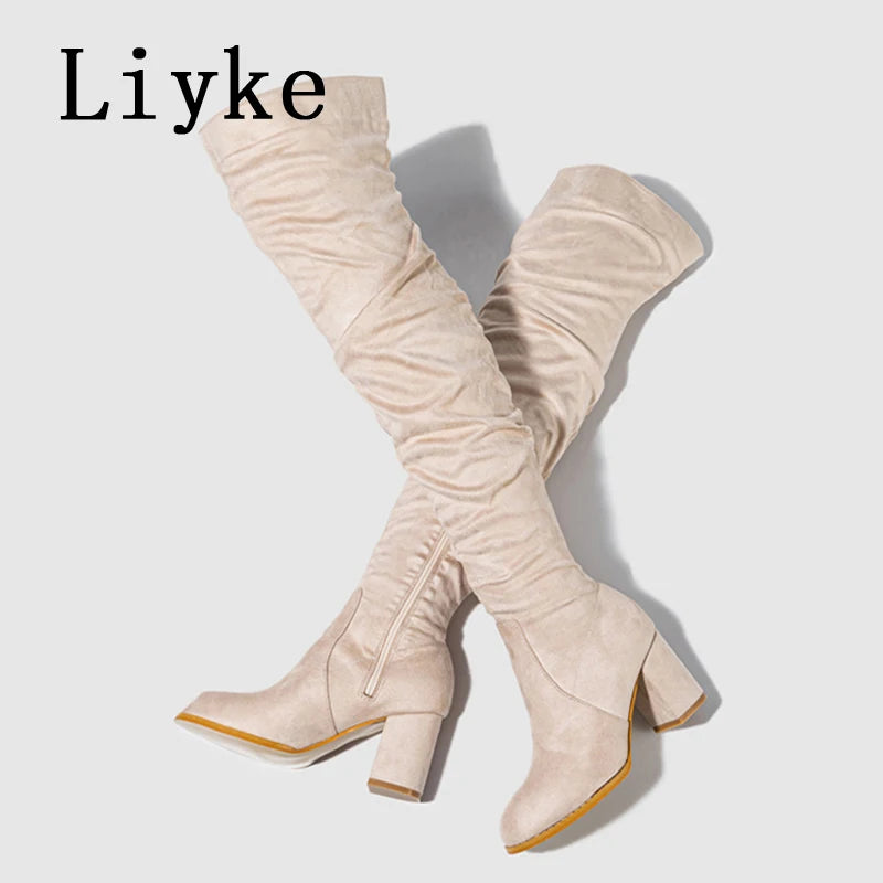 Over The Knee Chunky Block Boot
