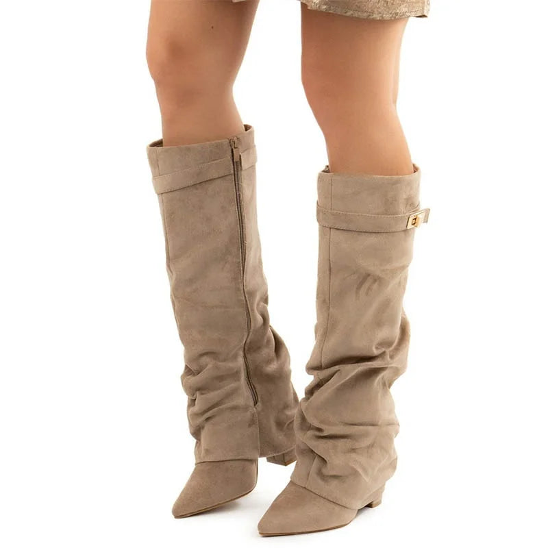 Metal Buckle Crude Heel