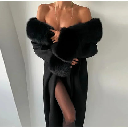 Chic Retro Black Fur Coat