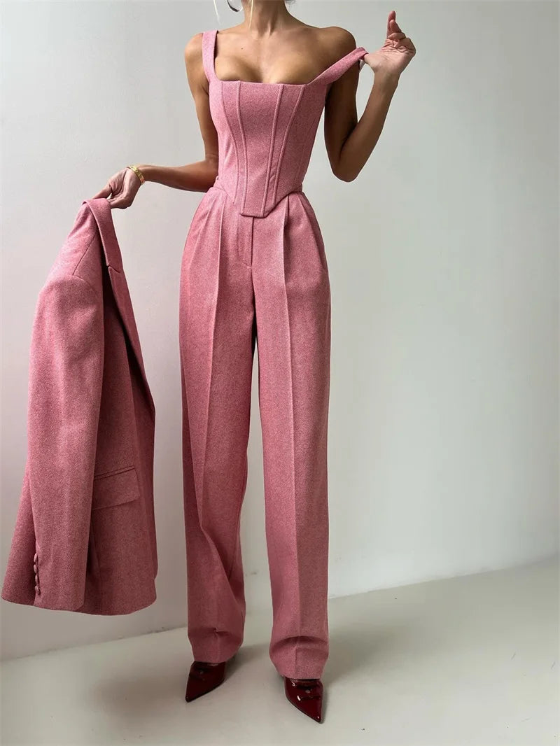 3 Pieces Herringbone Suit