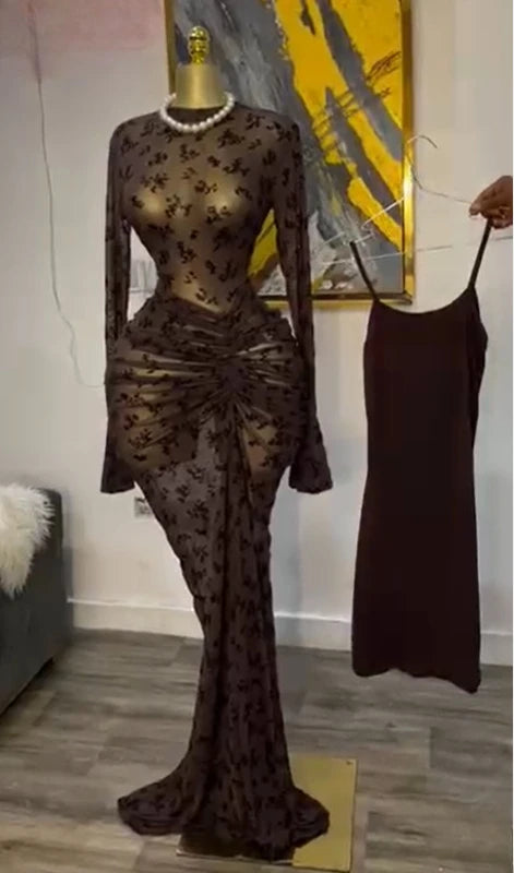 Stacked Mesh See Though with Lining
