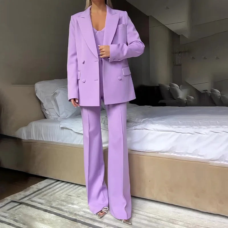Strapless Top Flare Blazer Suit Set