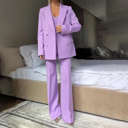 Strapless Top Flare Blazer Suit Set