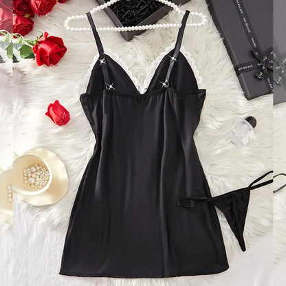 Transparent Lace Patchwork Babydoll