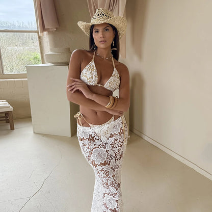White Lace 3 Pieces Bikini