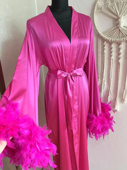 Feather Boudoir Silk Gown