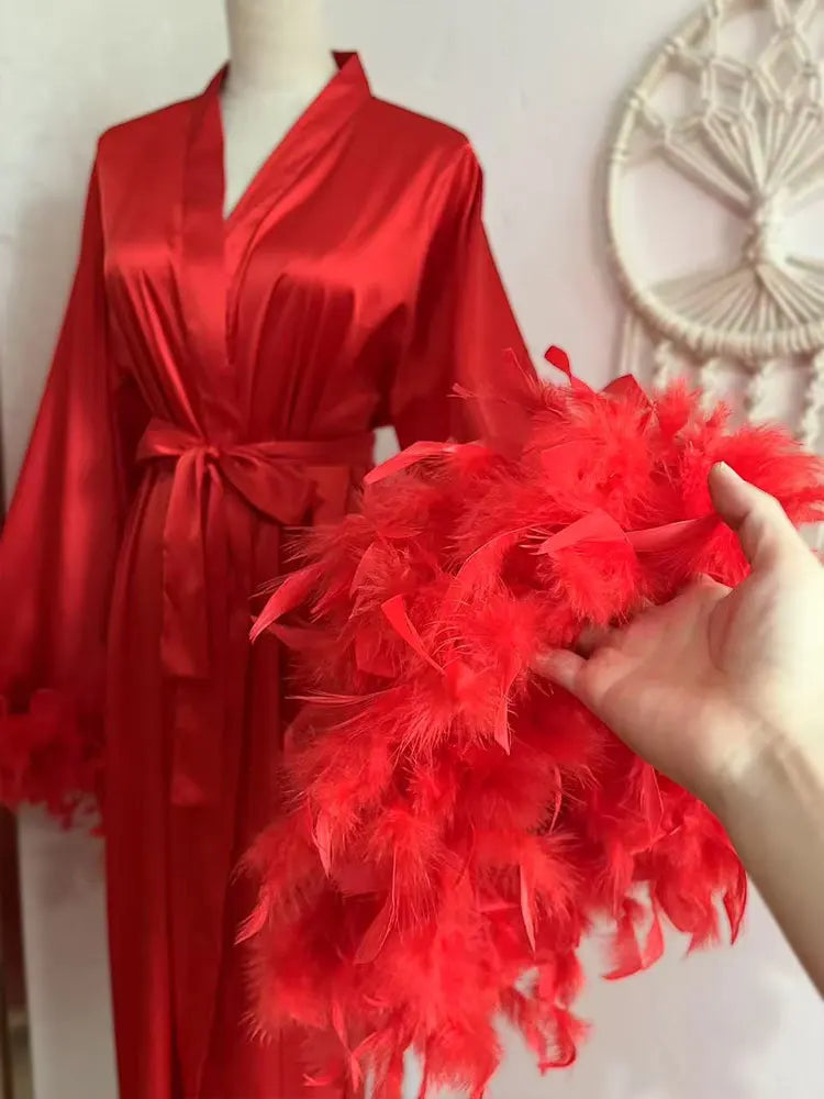 Feather Boudoir Silk Gown