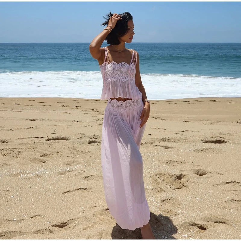 Sheer Lace Ruffle Chic Set