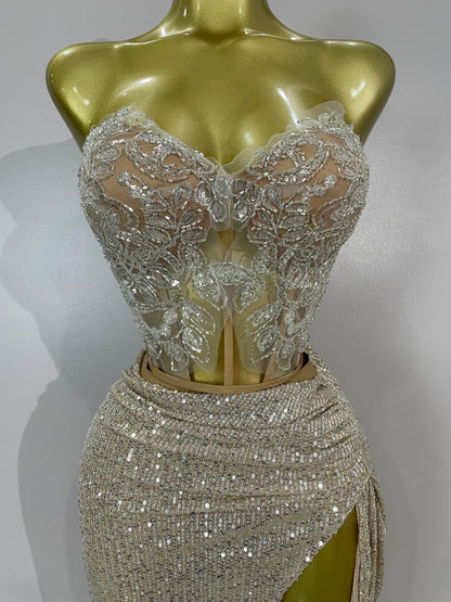 Strapless Sequin Two Pieces Set