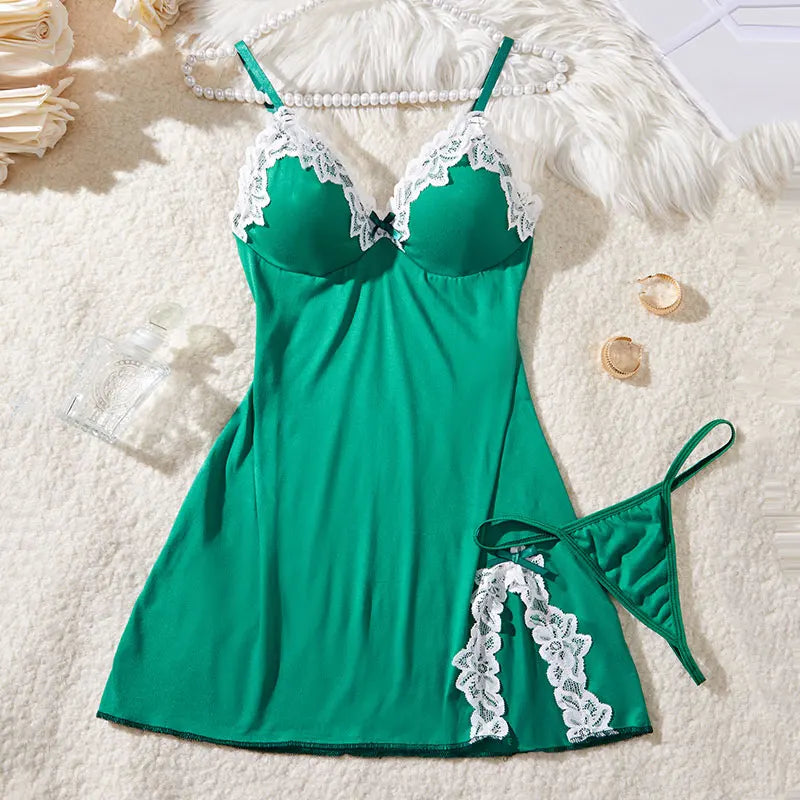 Transparent Lace Patchwork Babydoll