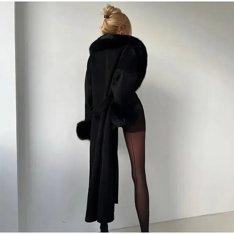 Chic Retro Black Fur Coat