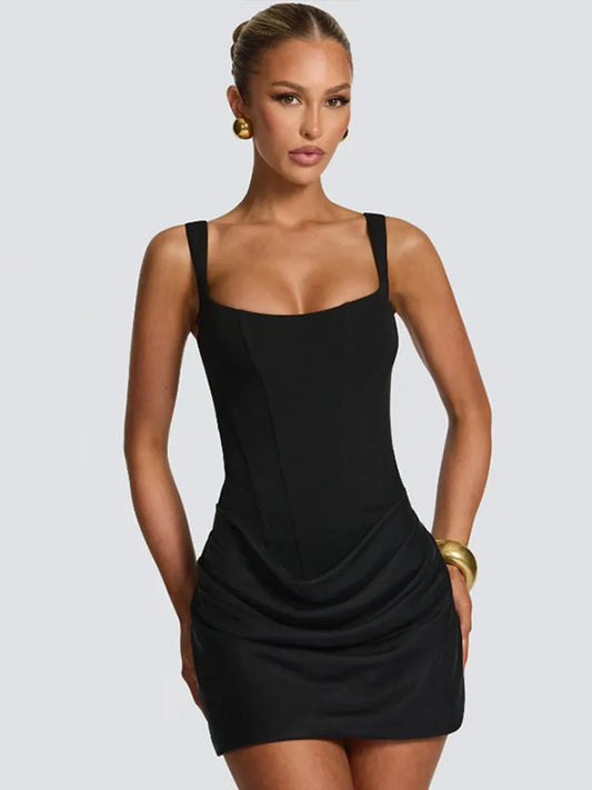 Solid Pleated Hem Mini