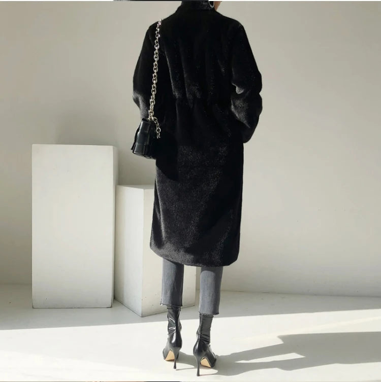 Faux Mink Fur Coat