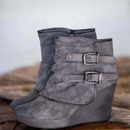 Short Suede Wedge Zipper