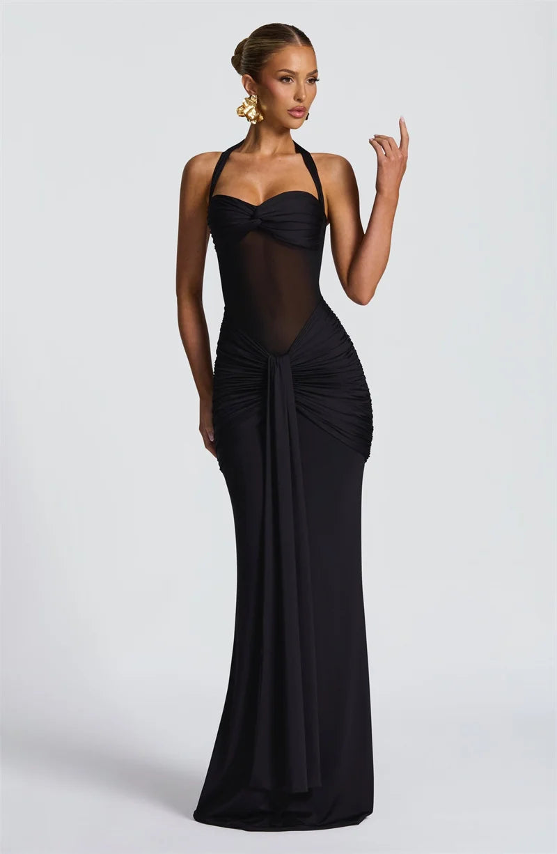 Backless Halter Maxi Dress