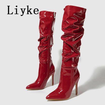 Pointed Patent Leather Zip
