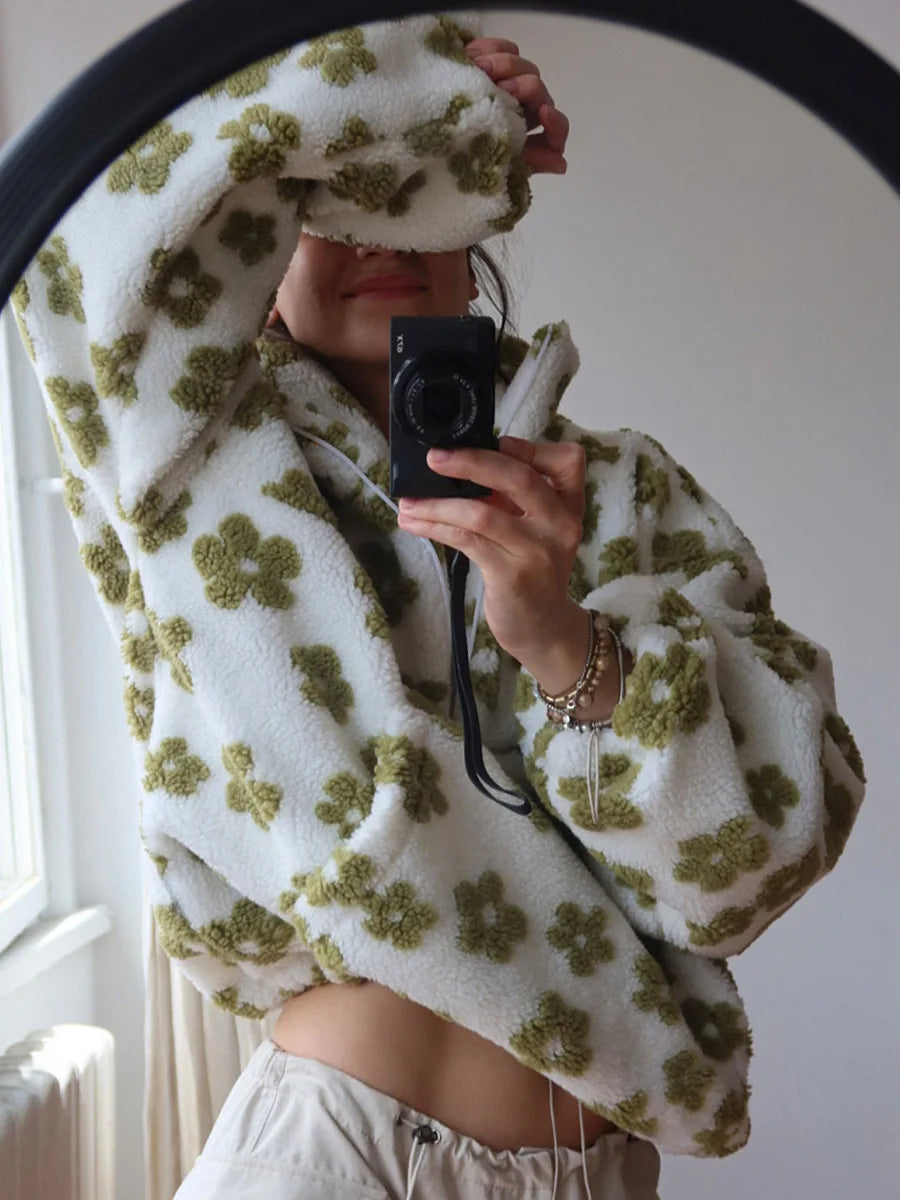 Floral Sherpa Pullover Sweatshirt