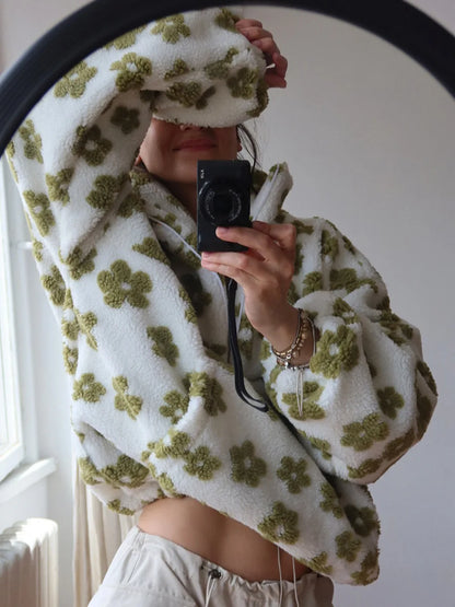Floral Sherpa Pullover Sweatshirt