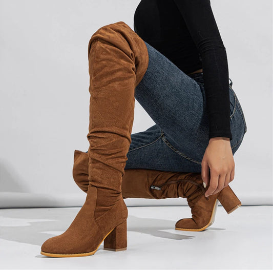 Over The Knee Chunky Block Boot