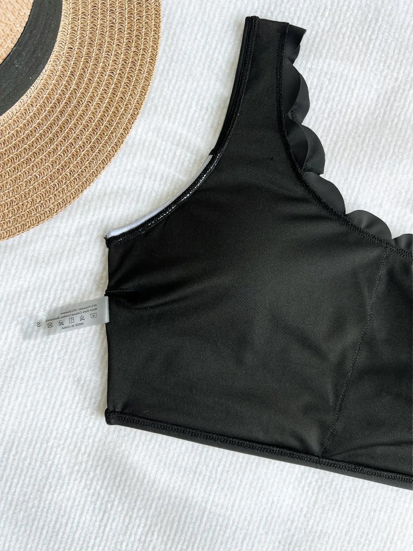 Black White Patchwork Bikini