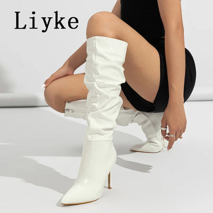 Pointed Patent Leather Zip