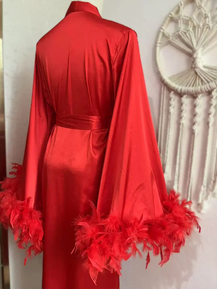 Feather Boudoir Silk Gown