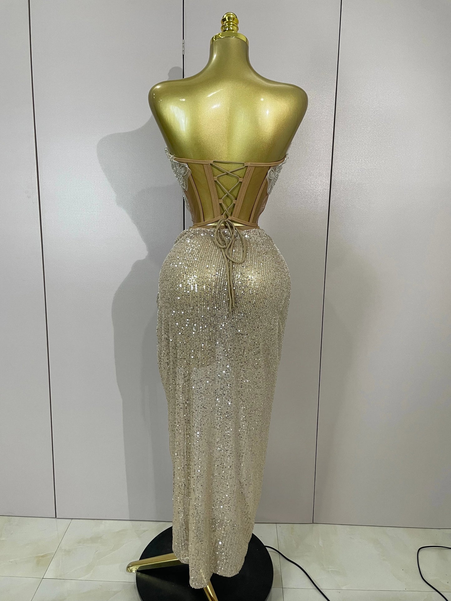 Strapless Sequin Two Pieces Set