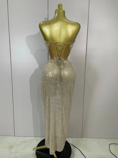 Strapless Sequin Two Pieces Set