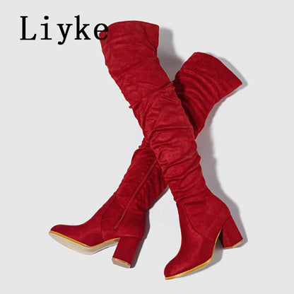 Over The Knee Chunky Block Boot