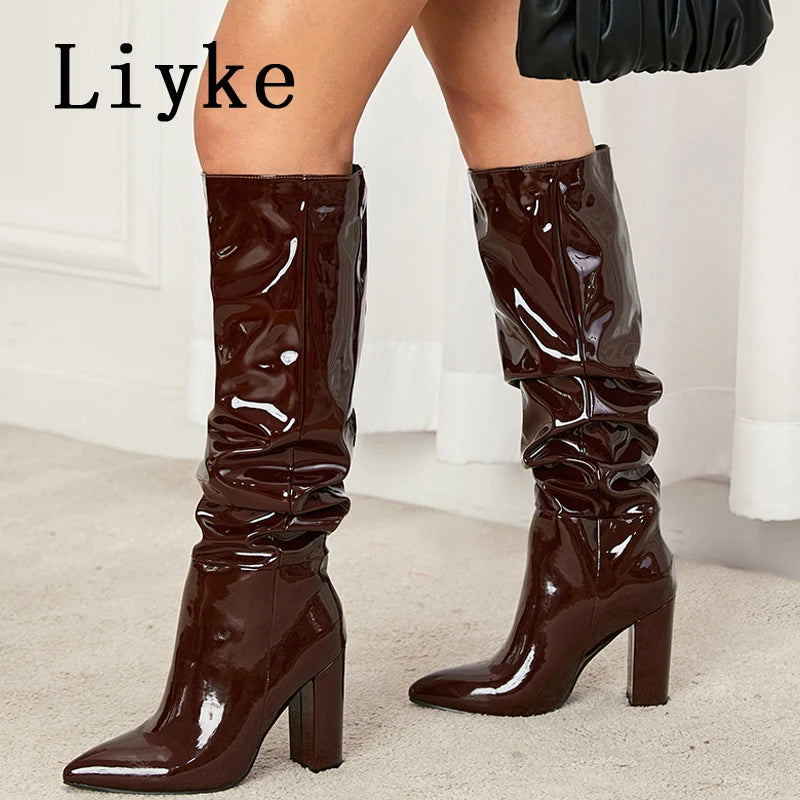 Pleated Point Slip On Boot