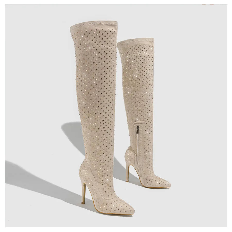 Rhinestones Thigh Highs
