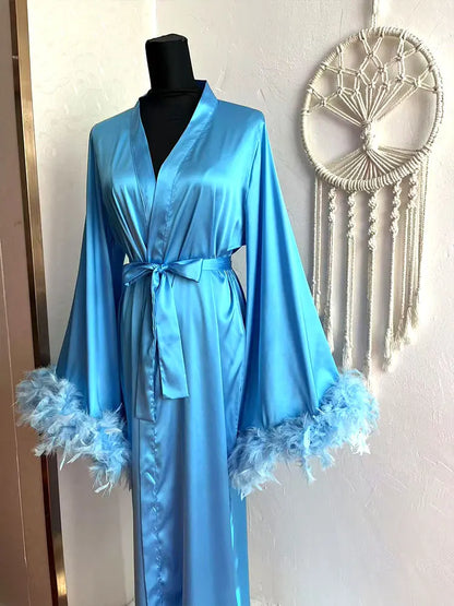 Feather Boudoir Silk Gown