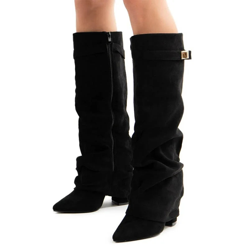 Metal Buckle Crude Heel