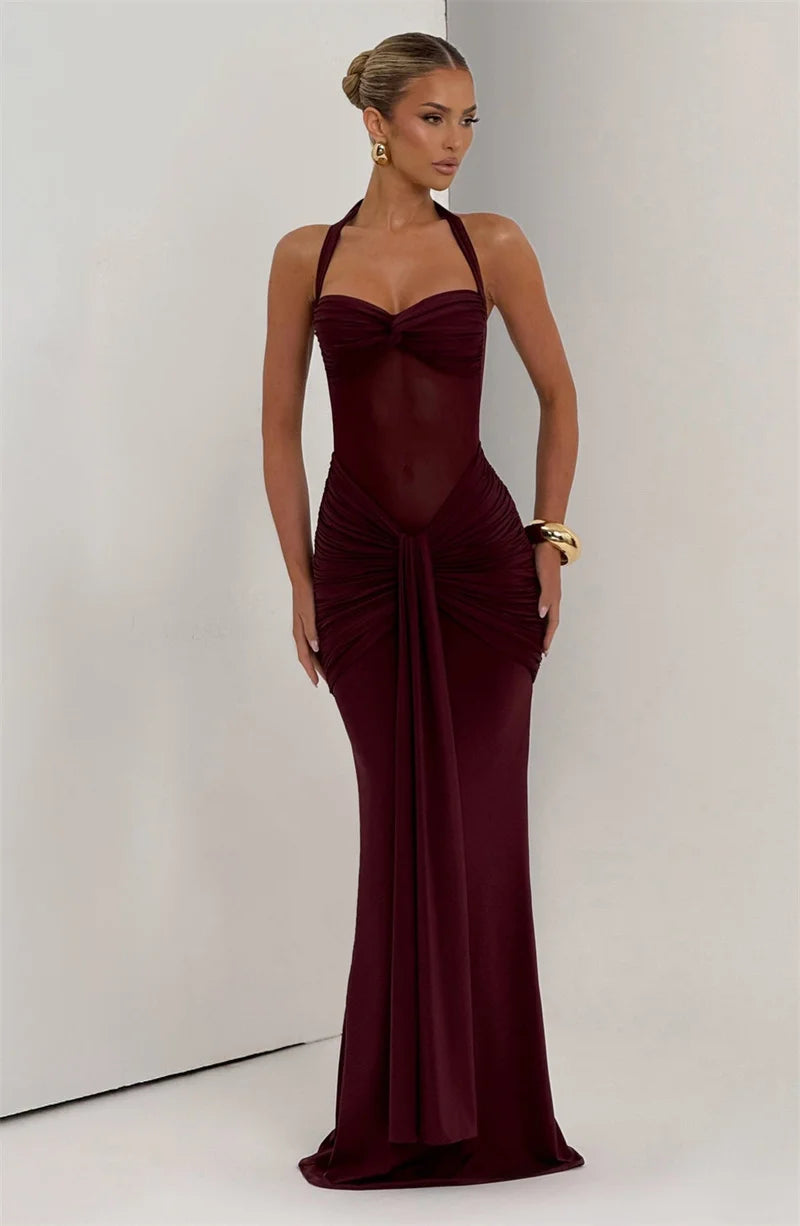 Backless Halter Maxi Dress
