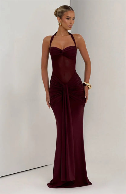 Backless Halter Maxi Dress