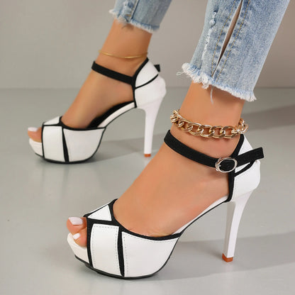 Color Block Peep Toe Pumps