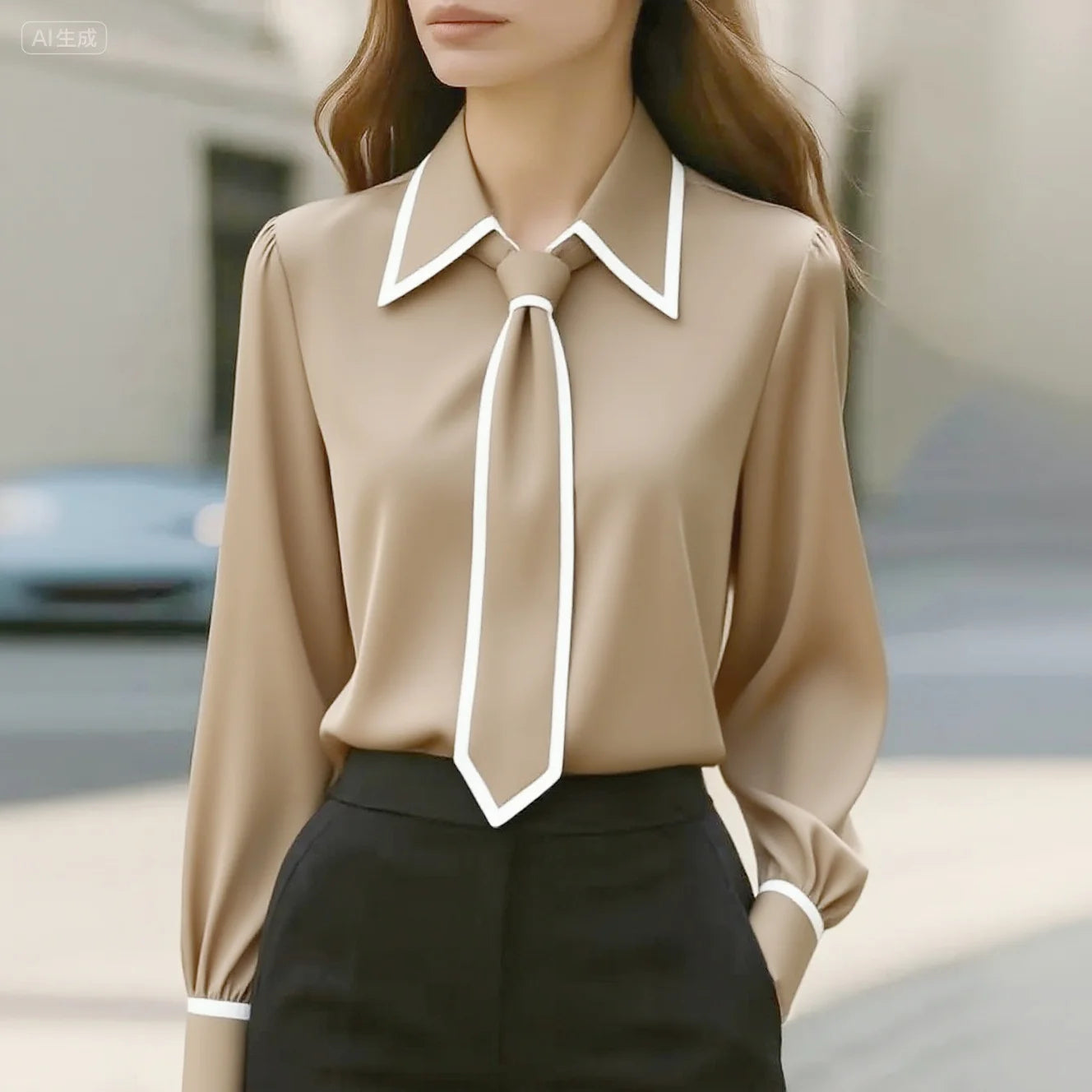 Tie Lapel Design Blouse