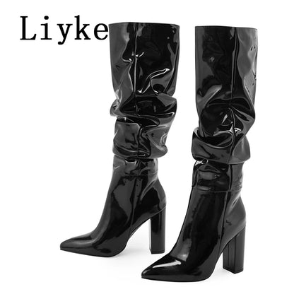 Pleated Point Slip On Boot