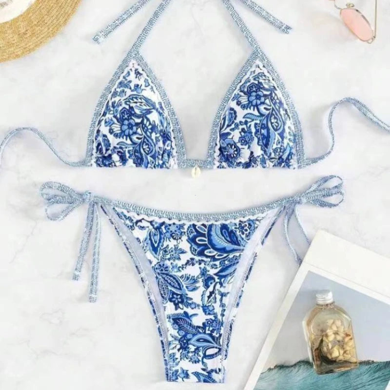 Halter String Triangle Two Piece Bikini