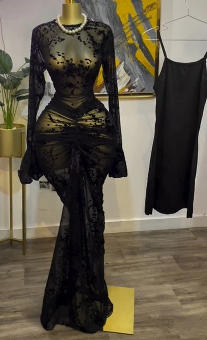 Stacked Mesh See Though with Lining