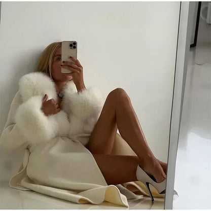 Chic Retro Black Fur Coat