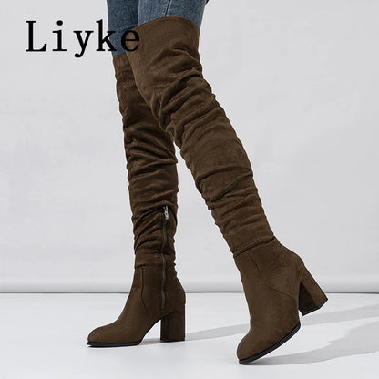 Over The Knee Chunky Block Boot