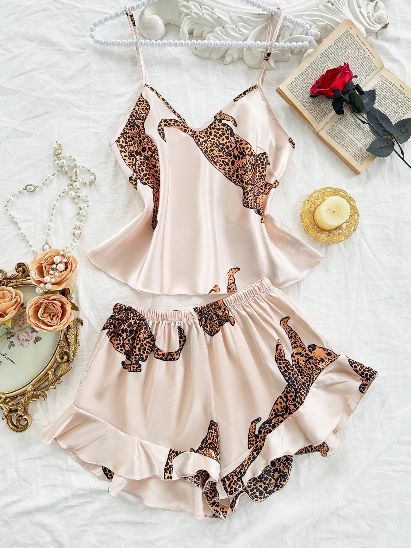 2-Piece Leopard Print Pajama Set