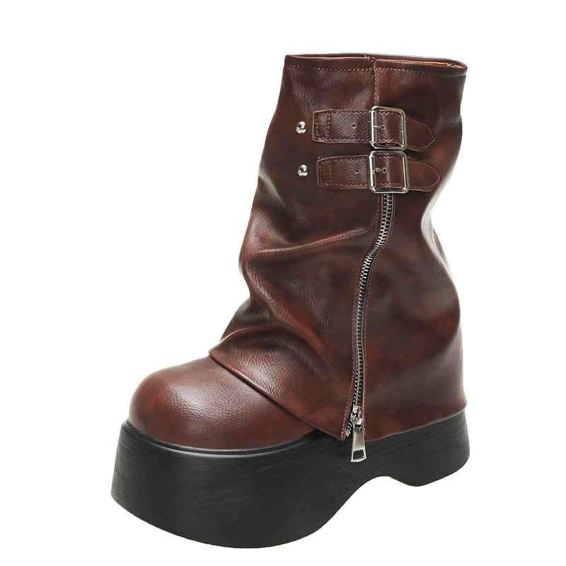 Soft Leather Mid Calf Boots