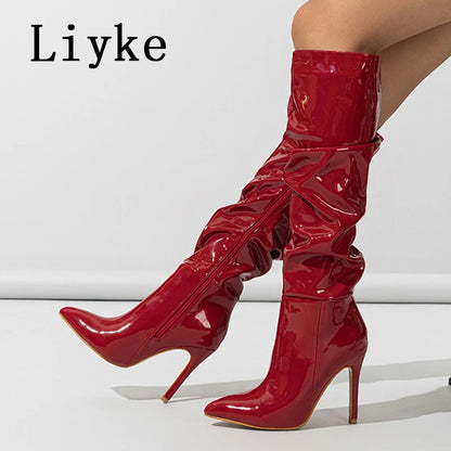 Pointed Patent Leather Zip