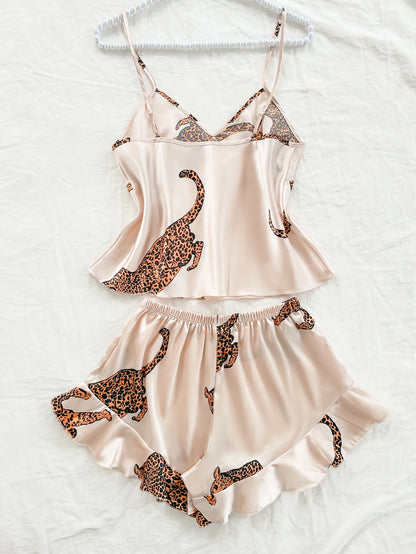 2-Piece Leopard Print Pajama Set